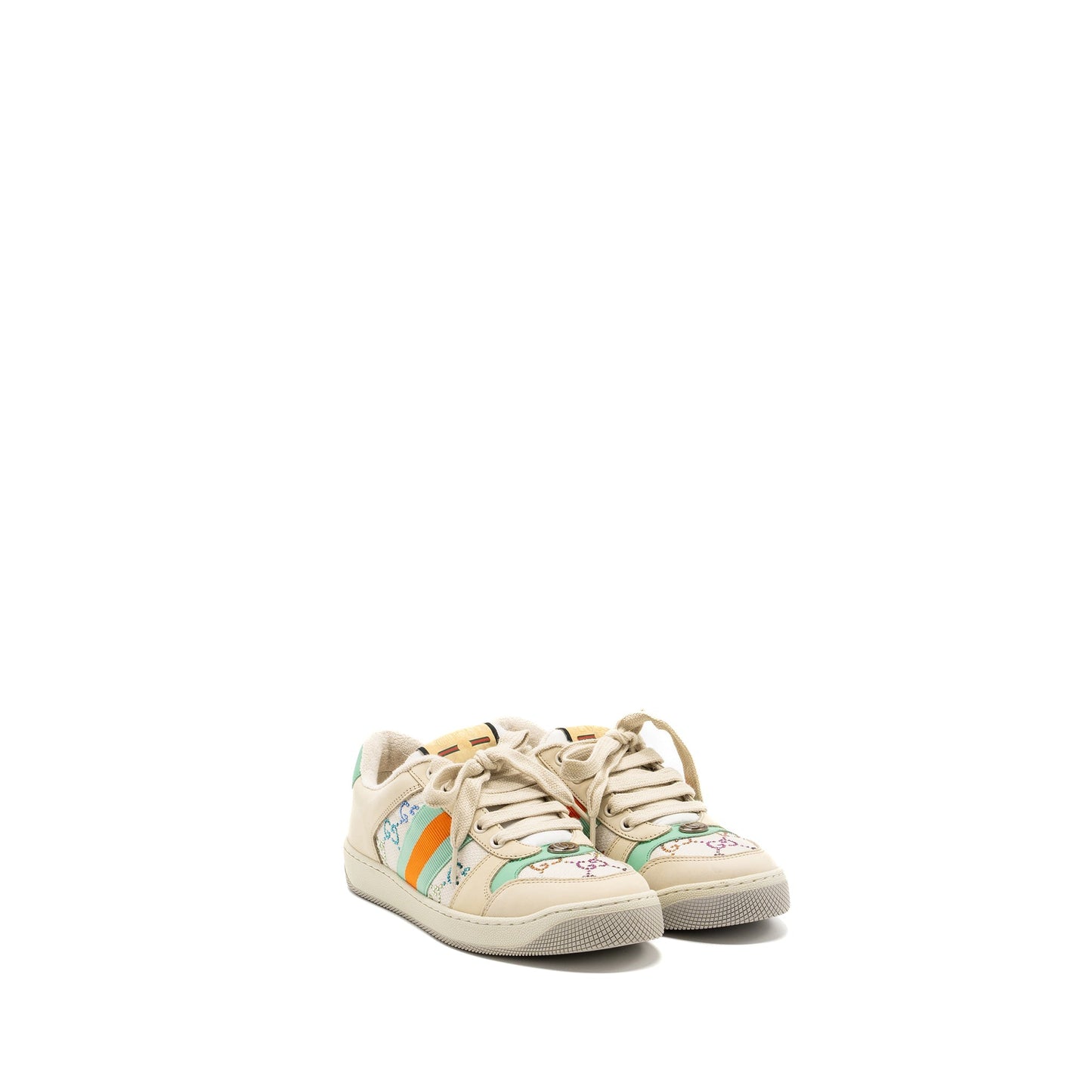 Gucci Size 38.5 Sneaker Leather/Fabric/Crystal Multicolour