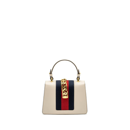 Gucci Mini Sylvie Top Handle Bag Calfskin White