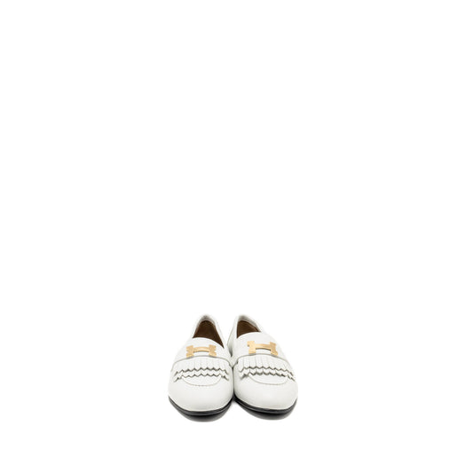 Hermes Size 37 Mocassin Royal Loafer Calfskin White