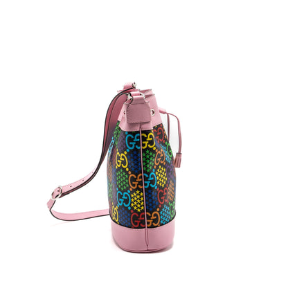 Gucci large drawstring bucket bag multicolour black / pink SHW