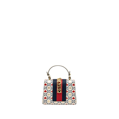 Gucci Mini top handle Sylvie tote bag with heart print limited white multicolor