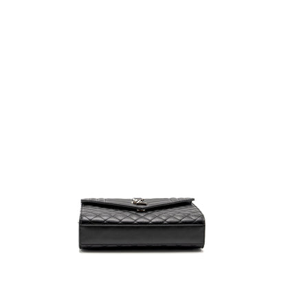 Saint Laurent/YSL Medium Envelope Chain Bag Grained Calfskin Mix Matelasse Black SHW