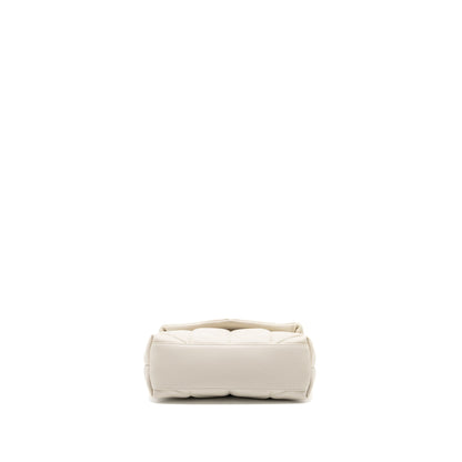 Saint Laurent Small Loulou Puffer Shoulder Bag Lambskin Blanc Vintage Ruthenium Hardware