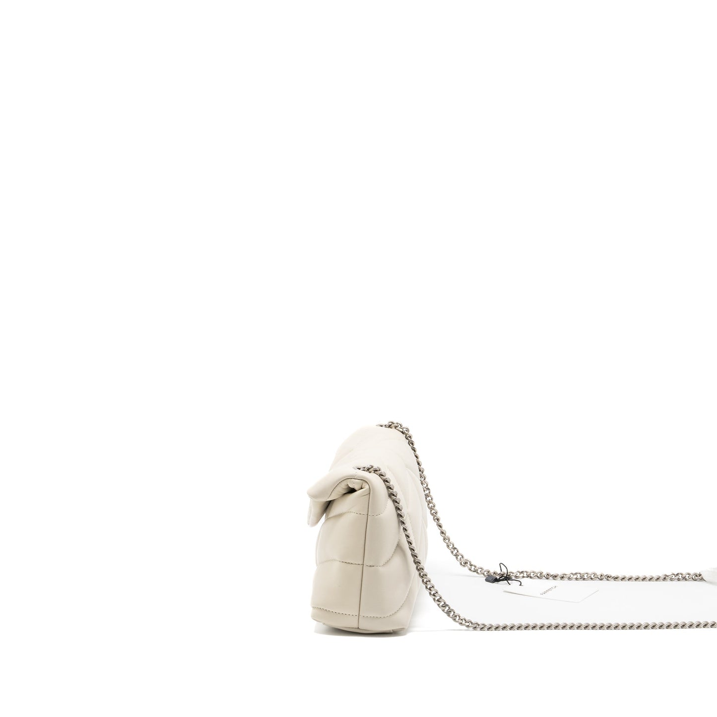 Saint Laurent Small Loulou Puffer Shoulder Bag Lambskin Blanc Vintage Ruthenium Hardware