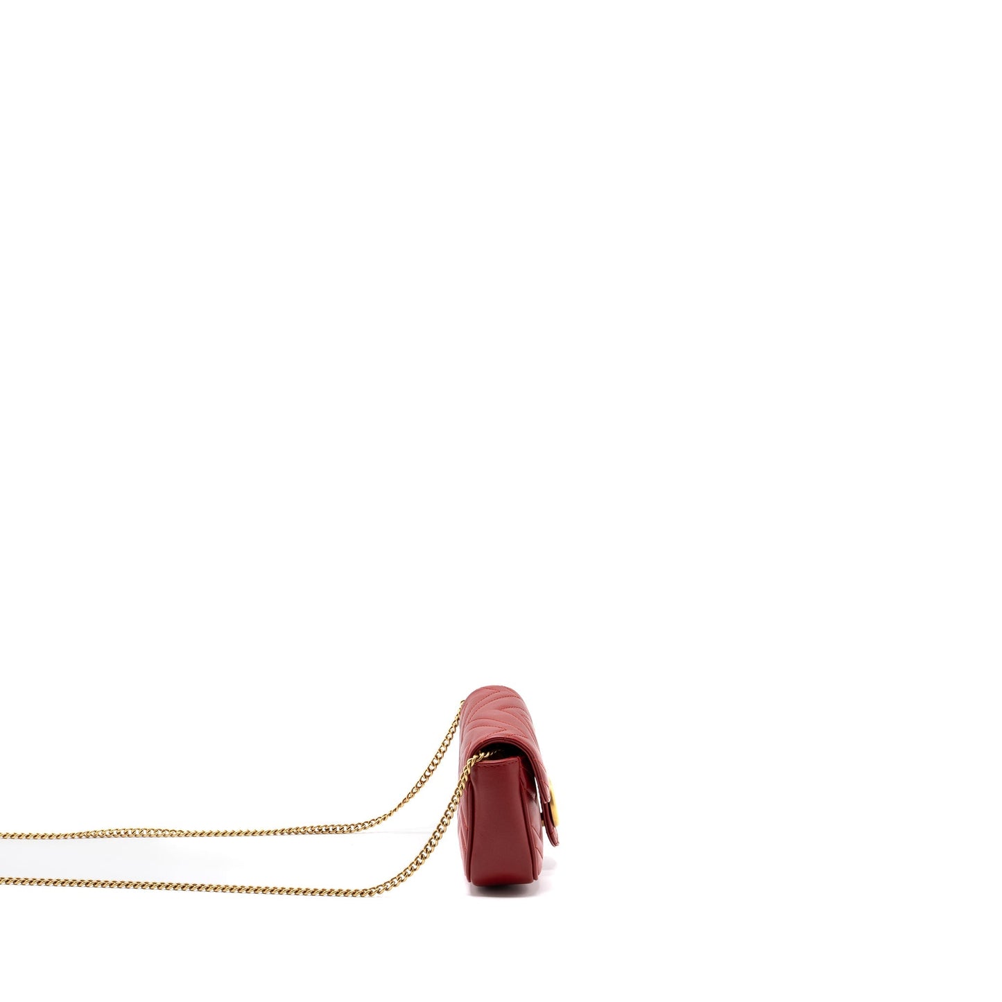 Gucci Marmont super mini matelassé chevron Calfskin red