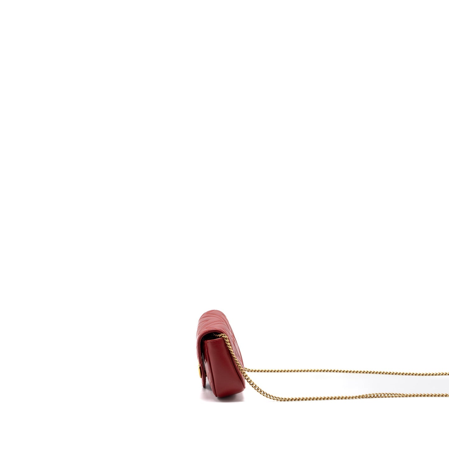Gucci Marmont super mini matelassé chevron Calfskin red