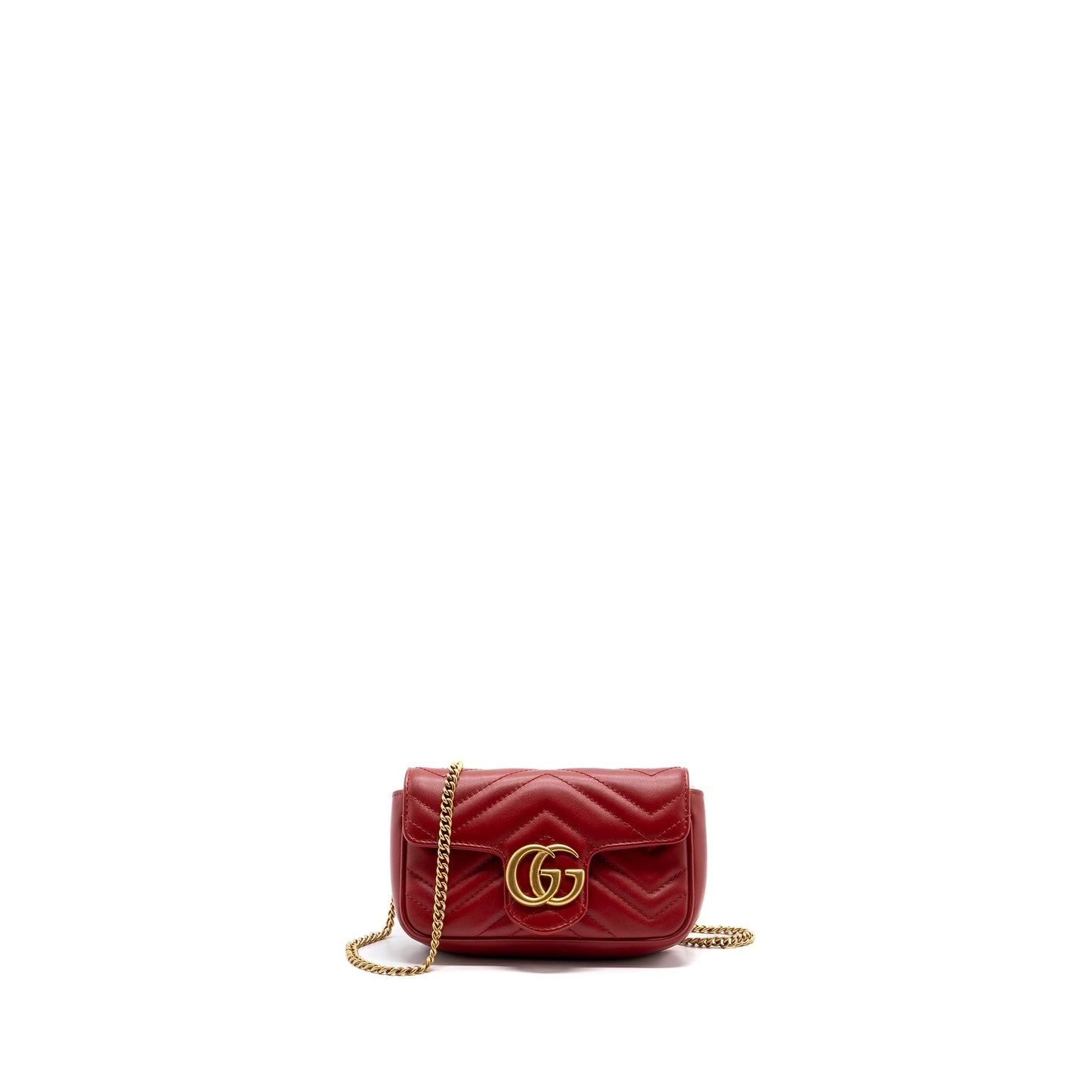Gucci Marmont super mini matelassé chevron Calfskin red