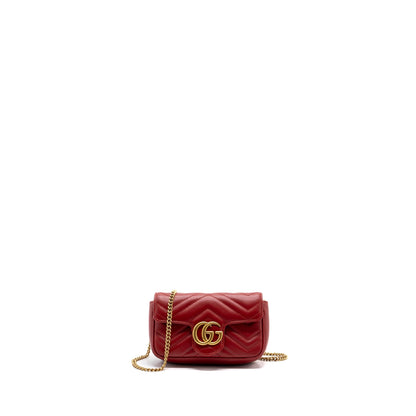 Gucci Marmont super mini matelassé chevron Calfskin red