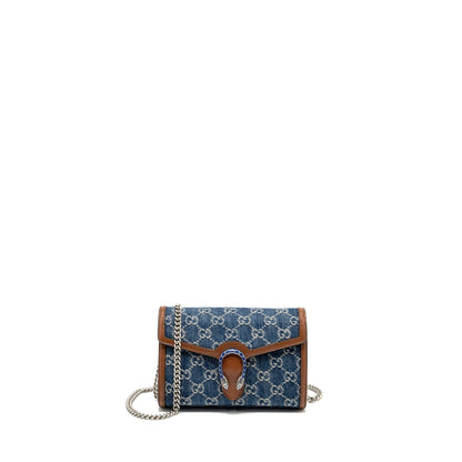 Gucci Dionysus Chain Wallet Bag GG Supreme Denim/Leather Multicolour Hardware
