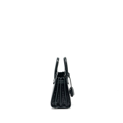 Saint Laurent/YSL Sac de Jour Nano Croc-embossed Calfskin Dark Green SHW