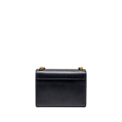 Saint Laurent /YSL Sunset Bag Python/Suede Navy GHW