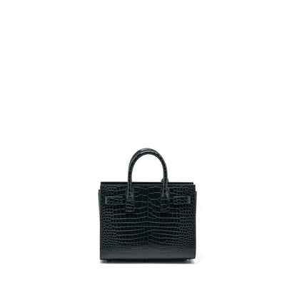 Saint Laurent/YSL Sac de Jour Nano Croc-embossed Calfskin Dark Green SHW