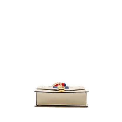 Gucci Small Sylvia Bag Bee and Star Printed Calfskin White