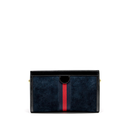 Gucci Ophidia Chain Bag Dragon Embroidered Suede Blue/Black/Multicolour