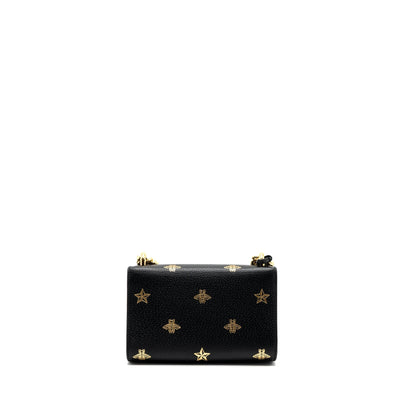 Gucci padlock chain bag bee print calfskin black
