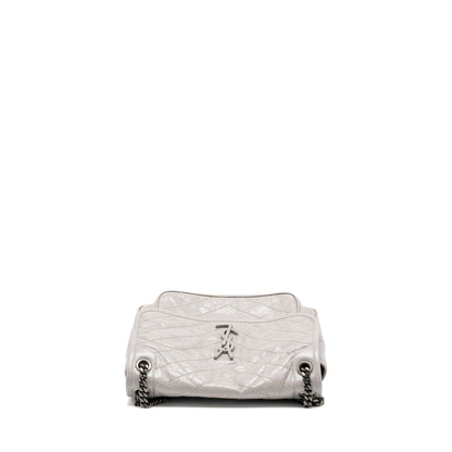 Saint Laurent Medium Niki Bag Calfskin Grey Ruthenium Hardware