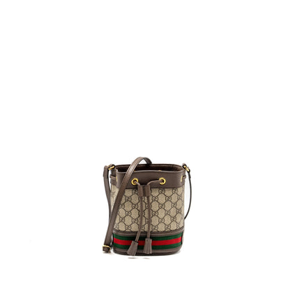 Gucci Ophida Mini Bucket Bag GG Supreme Canvas Beige / Ebony