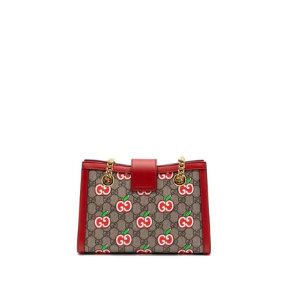 Gucci small Padlock shoulder bag GG supreme canvas red