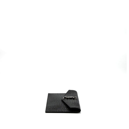 Saint Laurent/YSL Uptown Pouch Croc-Embossed Calfskin Black SHW