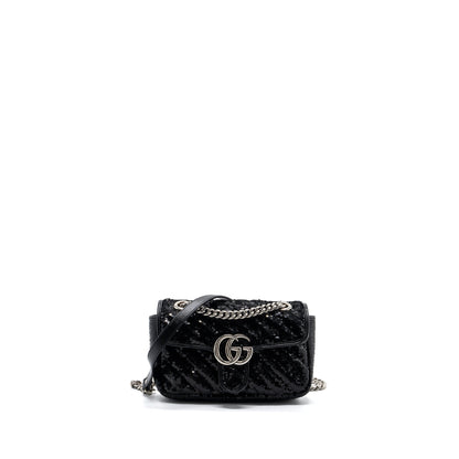 Gucci Mini GG Marmont Matelasse Bag Sequin Black SHW