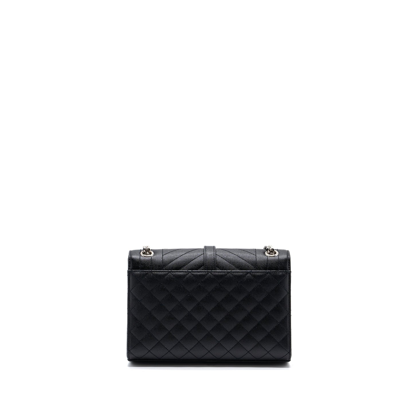 Saint Laurent/YSL Envelope Medium Chain Bag Grained Calfskin Mix Matelasse Black SHW
