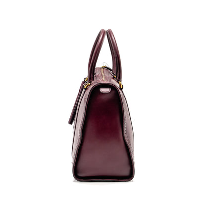 Gucci Vintage Duilio Brogue Boston Bag Calfskin Burgundy