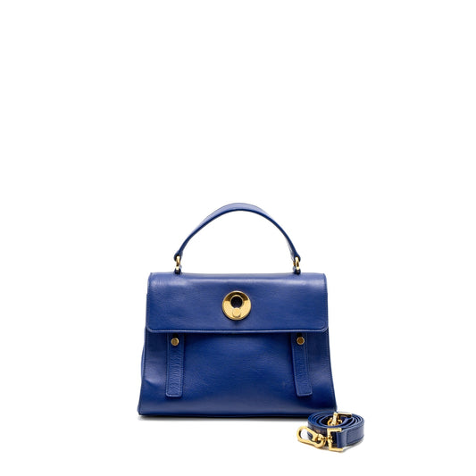 Saint Laurent/YSL Muse Two Tote Bag Calfskin Blue GHW