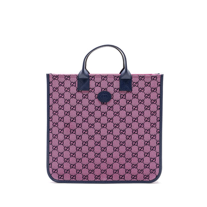 Gucci kids tote bag canvas / leather pink / dark blue