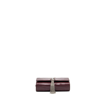 Saint Laurent/YSL Kate Bag Croc Embossed Calfskin Burgundy SHW