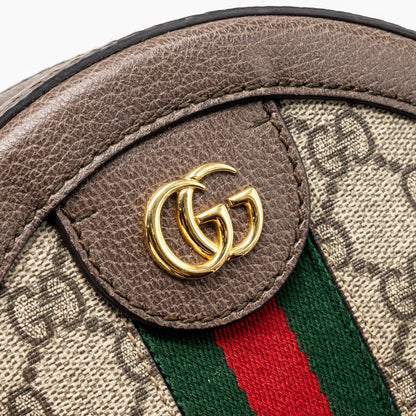 Gucci Ophidia GG mini round Shoulder bag GG supreme canvas / brown