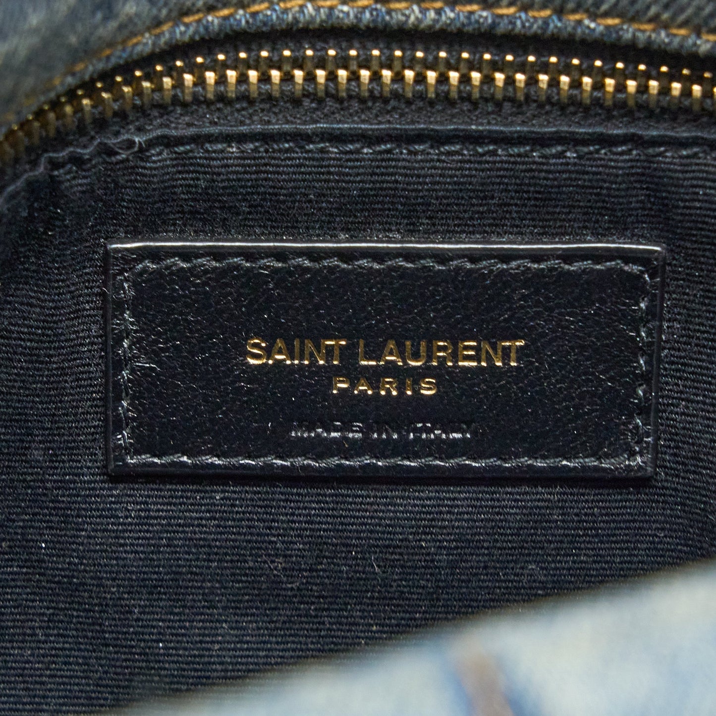 Saint Laurent Small Puffer Chain Bag Denim/Suede Blue Ruthenium GHW