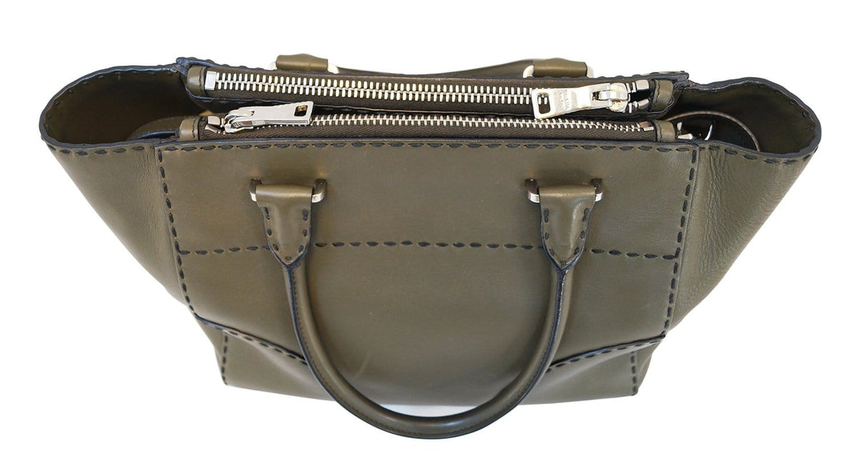 PRADA City Calf Leather Medium Topstitched Twin-Pocket Tote Bag
