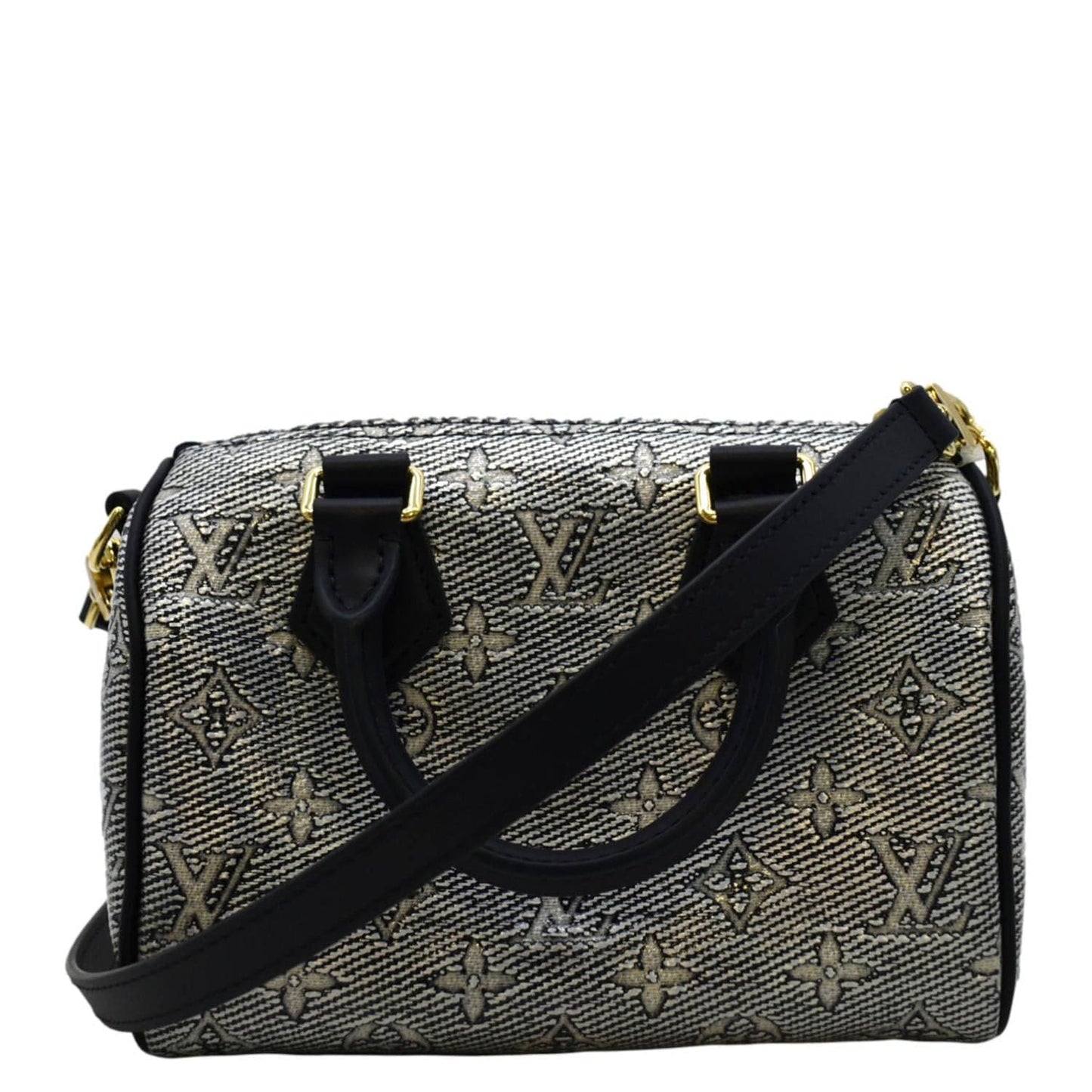 LOUIS VUITTON Speedy 20 Bandouliere Monogram Jacquard Canvas Satchel Bag Blue