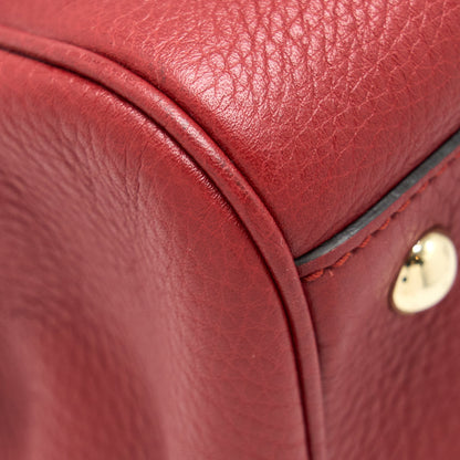 Gucci Crossbody Tote Bag Bamboo Handle Calfskin Red L