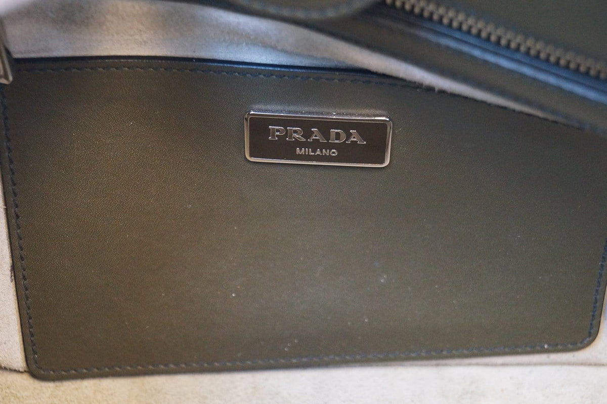 PRADA City Calf Leather Medium Topstitched Twin-Pocket Tote Bag