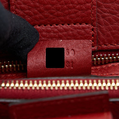 Gucci Crossbody Tote Bag Bamboo Handle Calfskin Red L