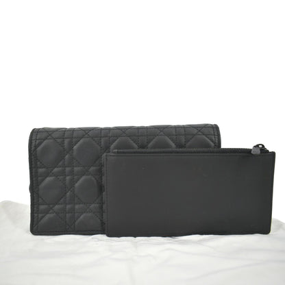 CHRISTIAN DIOR Lady Dior Cannage Leather Crossbody Chain wallet Black