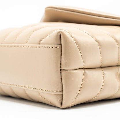 SAINT LAURENT / YSL Toy LouLou Quilted Shoulder Bag Calfskin Beige GHW