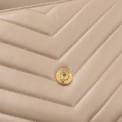 Saint Laurent Medium Loulou Shoulder Bag Beige GHW