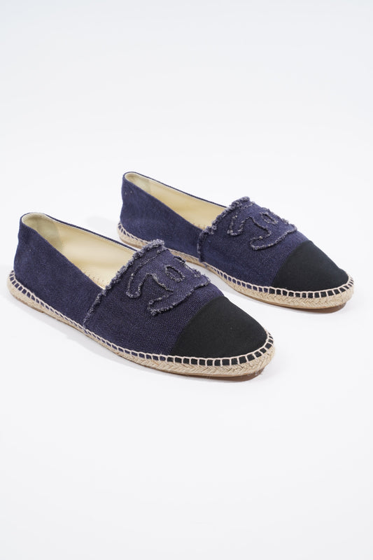 Chanel CC Logo Espadrilles Navy   Black EU 46   UK 12