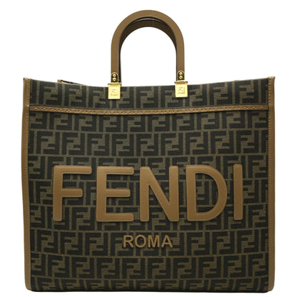 FENDI Sunshine Monogram Canvas Tote Bag Brown