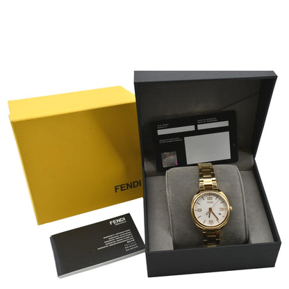 FENDI Momento Swiss Quartz Stainless Steel Date Watch White Dial 34mm