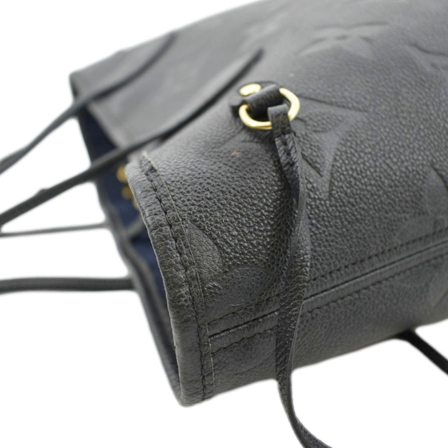 LOUIS VUITTON Neverfull MM Empreinte Leather Tote Shoulder Bag Black