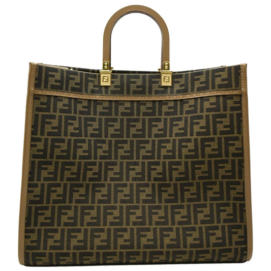 FENDI Sunshine Monogram Canvas Tote Bag Brown