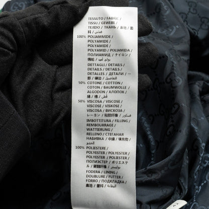 Gucci Size 42 Quilted Web Coat with Pearl Button Polyamide Black