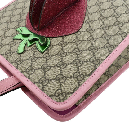 GUCCI Kids Strawberry GG Supreme Canvas Tote Bag Beige 630589