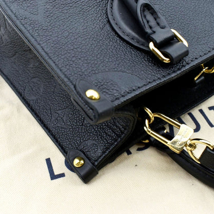 LOUIS VUITTON Onthego PM Monogram Empreinte Tote Shoulder Bag Black