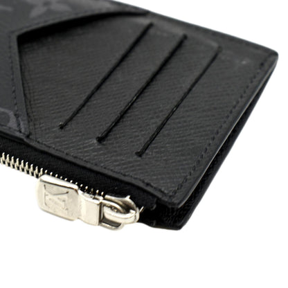LOUIS VUITTON Monogram Eclipse Canvas Coin Card Holder Black