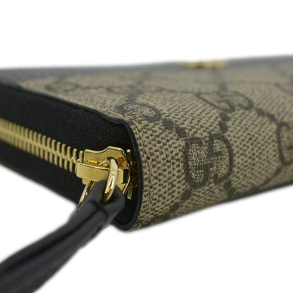 GUCCI GG Marmont Canvas Leather Zip Around Wallet Black 456117