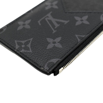 LOUIS VUITTON Monogram Eclipse Canvas Coin Card Holder Black